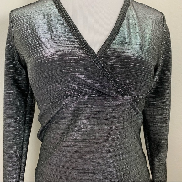 Vintage Moda International 90s Y2k Metallic Silver Lurex long sleeve top - Picture 8 of 15